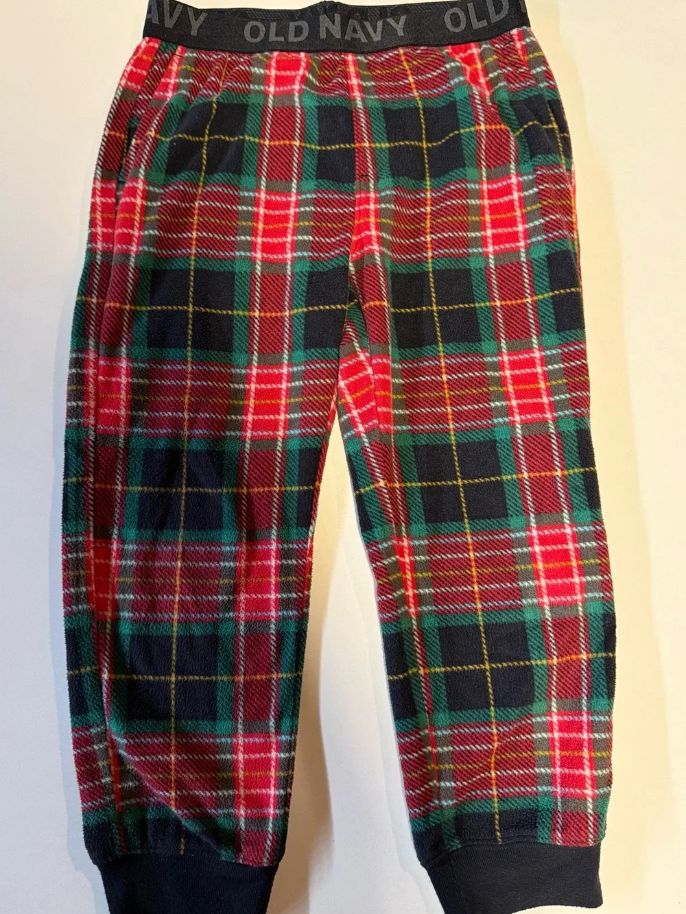 Old Navy Kids Navy Fleece Joggers & Plaid Pants 3-Pack